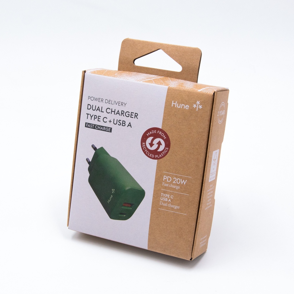 Caricatore da muro Hune Dual Type C & USB - 20 W