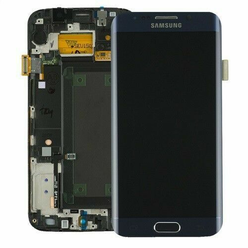 Samsung Galaxy S6 Edge + Service Pack LCD + Touchscreen + Frame + Tasto Home + Plug - In Blu
