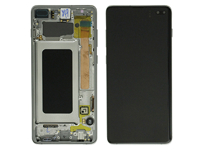 Samsung Galaxy S10 Plus Service Pack LCD + Touchscreen + Altoparlante + Tasti Laterali + Vibrazione Prism White GH82 - 18849B
