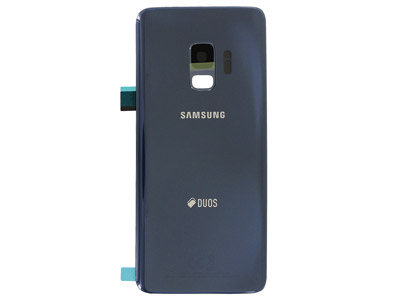 Samsung Galaxy S9 Cover Batteria in vetro + Vetrino Camera + Vetrino Flash Blu Vers. Dual Sim