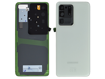 Samsung GALAXY S20 ULTRA 5G Cover Batteria in vetro + Vetrino Camera + Microfono Cloud White