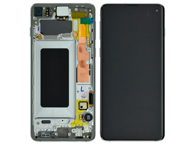Samsung Galaxy S10 Service Pack LCD + Touchscreen + Altoparlante + Tasti Laterali + Vibrazione Silver GH82 - 18850G