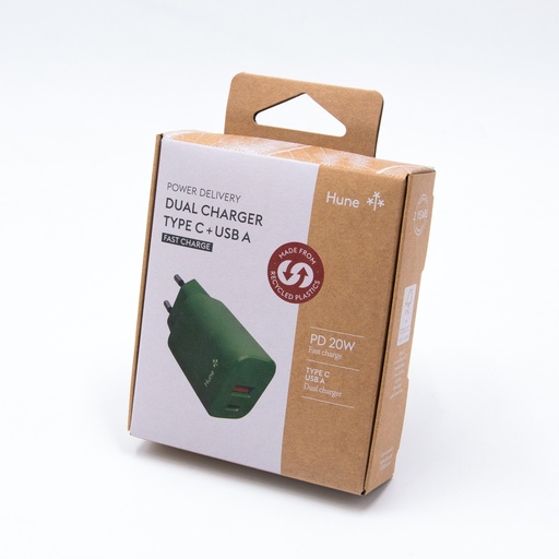 [7798397480446] Caricatore da muro Hune Dual Type C & USB - 20 W