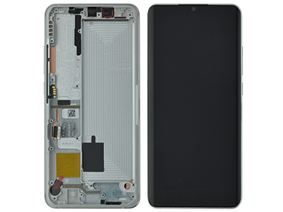[XMMN10DSWC] Xiaomi MI Note 10 LCD + Touch Screen + Frame + Tasti Laterali + Lettore ImPronta Glacier White Originale