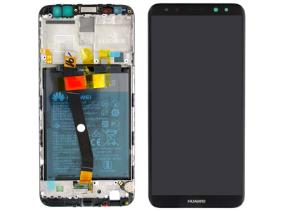 [HWM10LDSON] Huawei Mate 10 Lite Service Pack LCD + Touchscreen + Frame + Batteria + Vibrazione + Altoparlante + Switch Tasti Lat. Nero 02351PYX