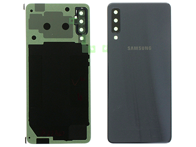 [SGA718BCO] Samsung Galaxy A7 2018 Cover Batteria in vetro + Vetrino Camera + Adesivi Nero