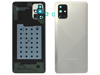 [SG0A71BCBO] Samsung Galaxy A71 Cover Batteria + Vetrino Camera + Adesivi Metallic Silver