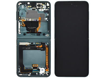 [SG0ZF3DSVO] Samsung GALAXY Z FLIP 3 5G Lcd + Touchscreen + Frame + Camera Frontale + Altoparlante Green