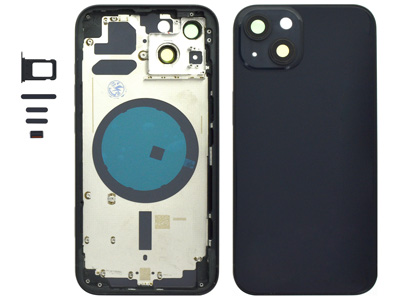 [IP0013BCNC] Apple iPhone 13 Frame + Tasti Laterali + Sportellino Sim + Back Cover Magnetica + Vetrino NO LOGO Black
