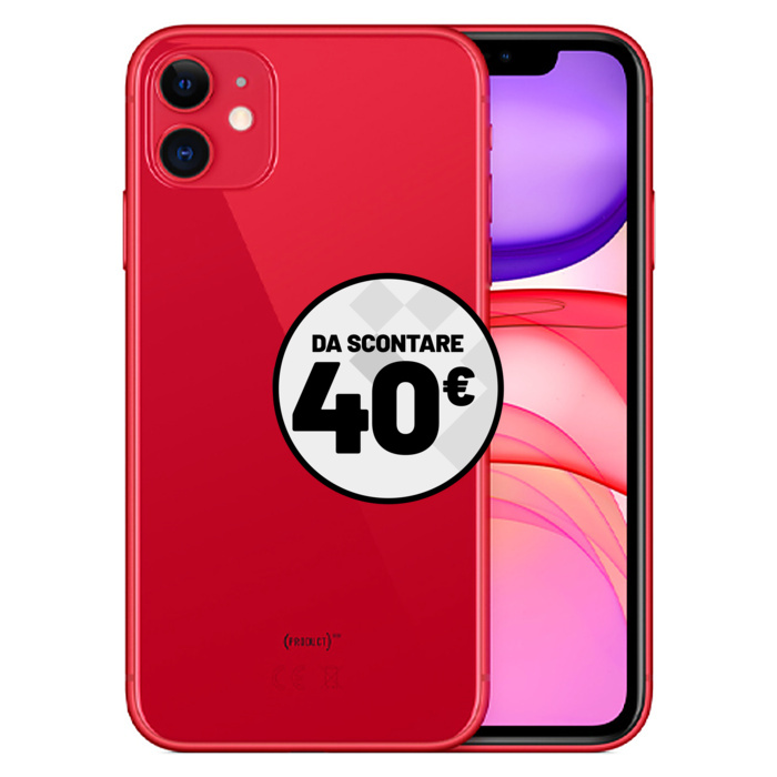 Apple iPhone 11 (64 GB) Rosso - Grado estetico: Buono - Batteria Nuova