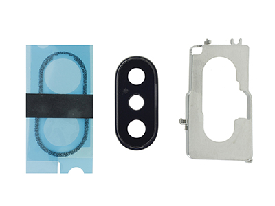Apple iPhone X Cover Camera + Vetrino + Adesivo + Frame Nero (ECOSTORE)