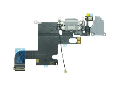 Apple iPhone 6 Flat Cable + Jack Audio + Connettore di Ricarica + Microfono Grigio Scuro (No Logo) (ECOSTORE)