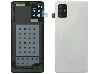 Samsung Galaxy A51 Cover Batteria + Vetrino Camera + Adesivi Bianco (ECOSTORE)