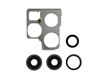 Apple iPhone 11 Pro Cover Camera + Vetrino + Frame Nero Kit 3 Camere Completo (ECOSTORE)