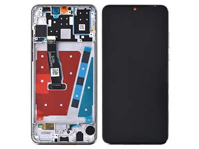 Huawei P30 Lite Lcd + Touch screen + Frame + Tasti Laterali Pearl White Versione Fotocamera 48MP
