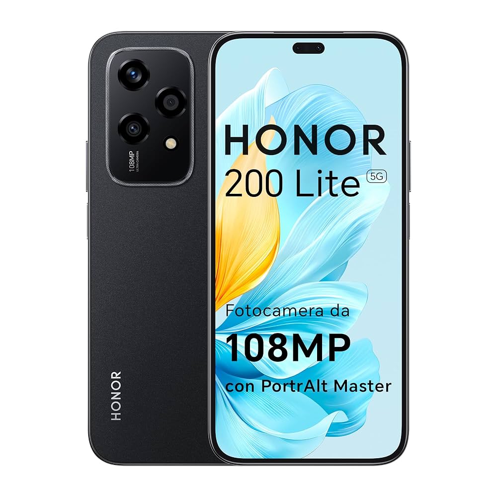 Honor 200 Lite (256 GB) Nero - Grado Estetico: Eccellente - Batteria Standard