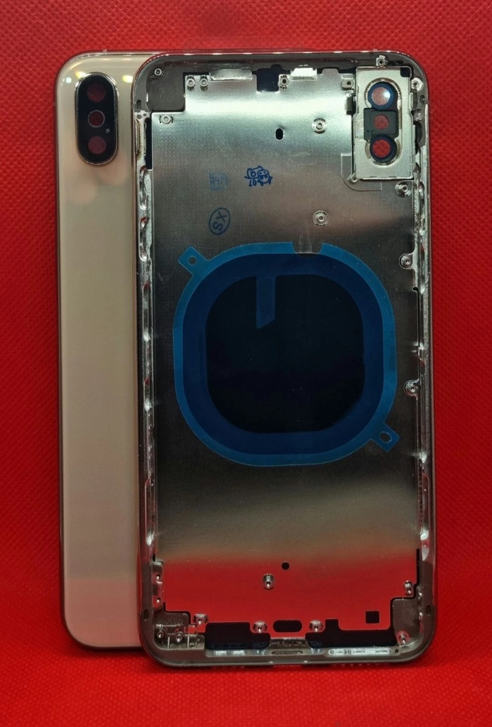 Apple Iphone XS Max Frame in metallo + Tasti Laterali + Sportellino + Back Cover + Vetrino NO LOGO Oro