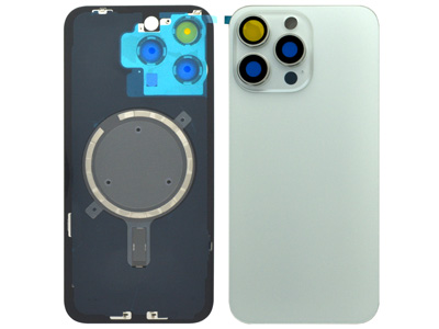 Apple iPhone 15 pro max Cover Batteria Magnetica + Vetrino Camera White Titanium