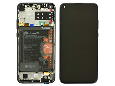 [HWP40LEDSON] Huawei P40 Lite E Service Pack LCD + Touch + Frame + Batteria + Tasti Laterali + Altoparlante Midnight Black 02353FMW