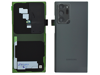 [SGN20UBCNO] Samsung Galaxy Note 20 Ultra Cover Batteria in vetro + Vetrino Camera + Adesivi + Microfono Mystic Black (ECOSTORE)