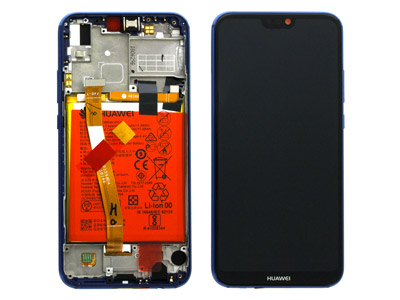 [HP0P20LDSO] Huawei P20 Lite LCD + Touch + Frame + Batteria + Tasti Laterali + Altoparlante Blu ( ECOSTORE)