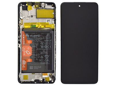 [HWPS21DSO] Huawei P SMART 2021 Lcd + Touch + Frame + Batteria + Vibrazione + Altoparlante + Switch Tasti Lat. Nero