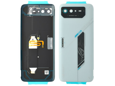 [ASARP6BCO] Asus ROG PHONE 6 AI2201 Cover Batteria + Vetrino Camera + Adesivi Storm White (ECOSTORE)